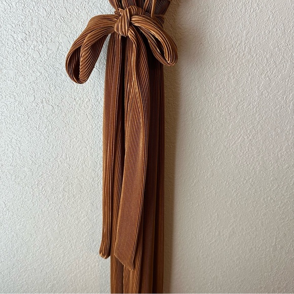 🧡 Bronzy Orange High Neck Maxi Dress - Picture 14 of 15